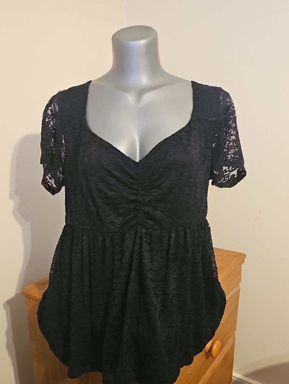 Torrid Black Lace Babydoll Top with Sweetheart Neckline